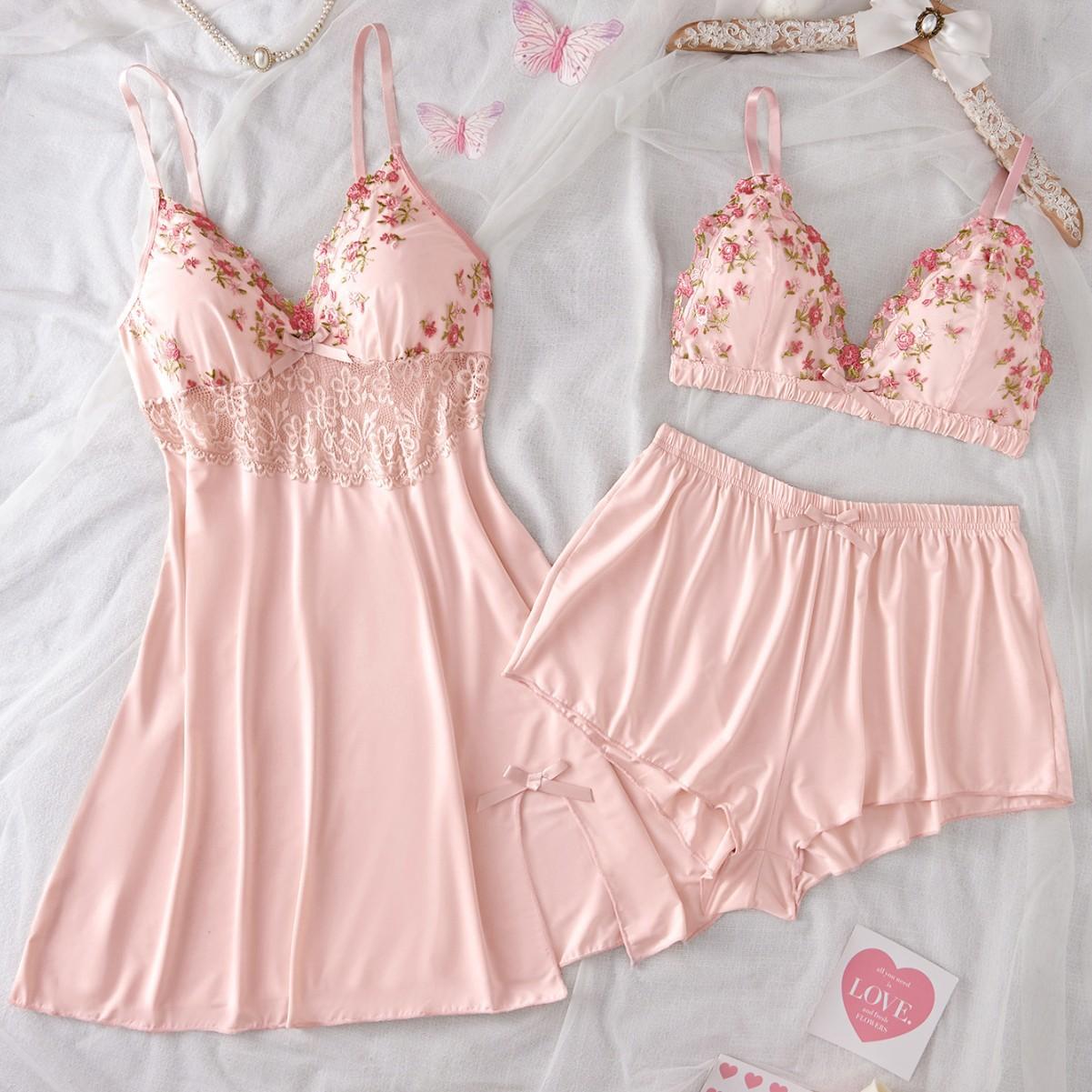 European and American new home suits, high-end quality comfortable pajamas suits S светло-розовый