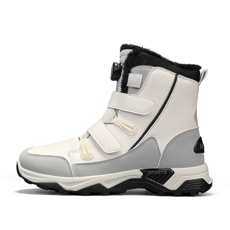 Herren Winter Schneestiefel mit Fleece-Wärme, Große Baumwollschuhe, Fell und Leder integriert, Extrem kalte High-Top Baumwollstiefel