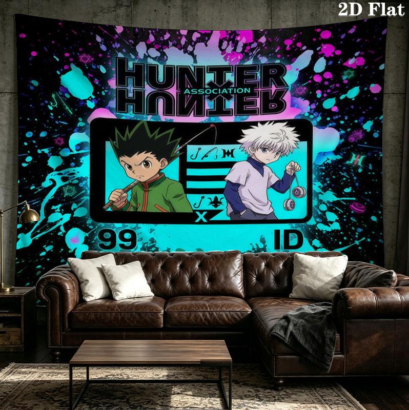 Arazzo da Parete Hunter X Hunter Appeso Estetico alla Parete Coperta in Tessuto Stampato Arazzi Decorativi per Camera da Letto Soggiorno Arredamento per la Casa