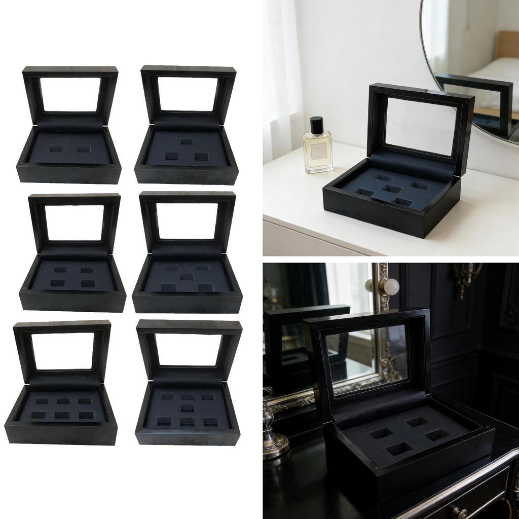 Box with Presentation Stand, Holder, Jewelry Organizer, Wooden Surface Smooth PU Coating,