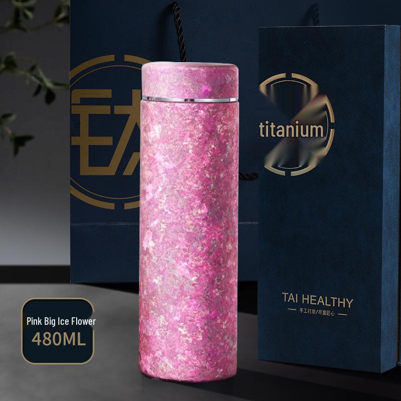 Premium Stainless Steel & Titanium Insulated Tea Infuser Cup, Double-Layer, Large Capacity, Portable for Car Use