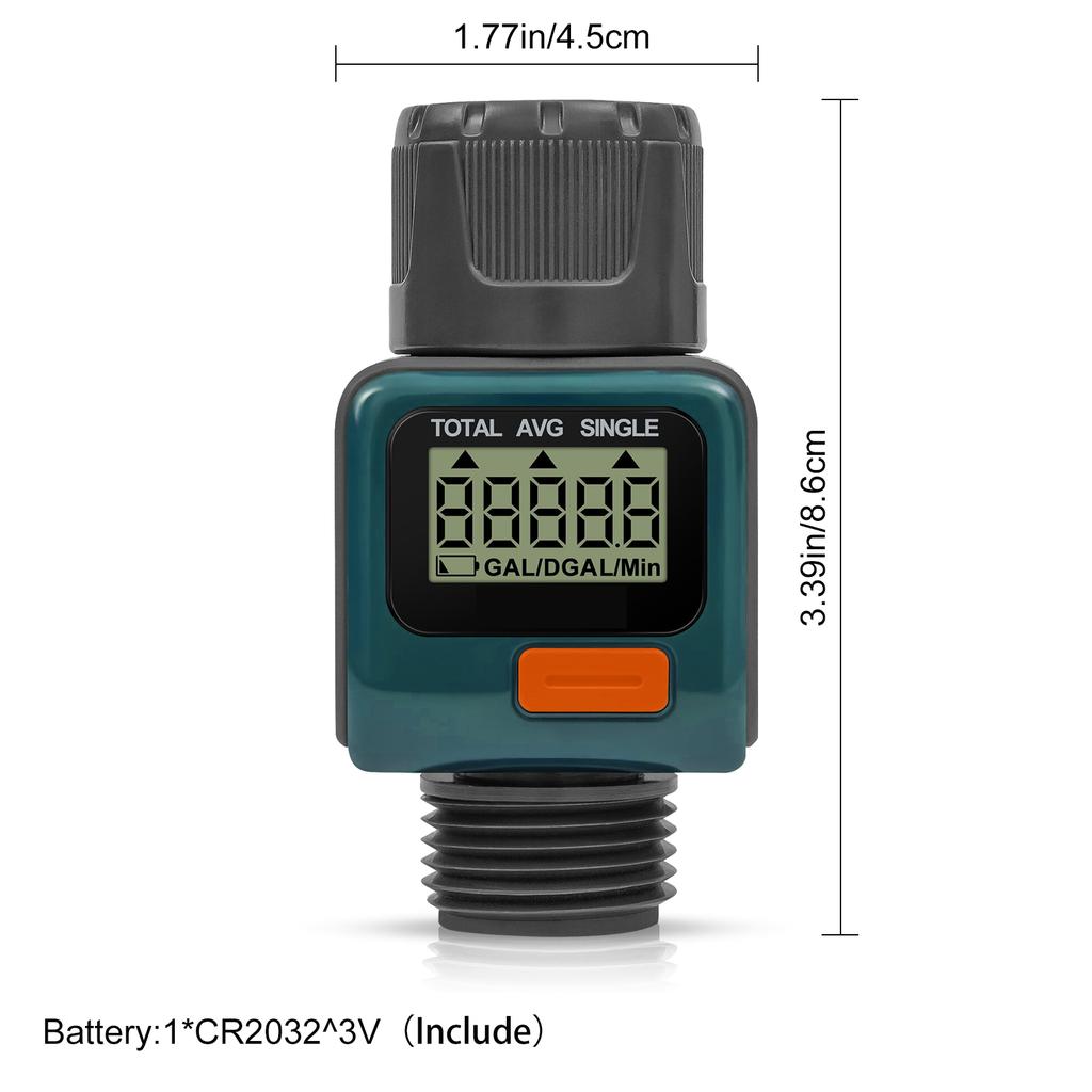 Eshico Water Flow Meter Measure Gallon/Liter Consumption and Flow Rate for Outdoor Garden Hose Watering, RV Water Tank Filling