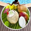 Tropical Fruit Coconut Print Round Beach Towel Microfiber Absorbent Circle Beach Blanket Hawaiian Yoga Mat Meditation Picnic Rug