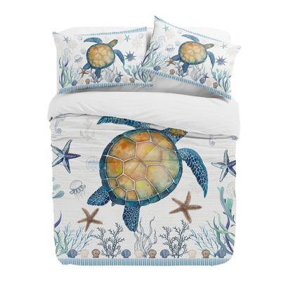 Sea Turtle Blue Starfish Shell Duvet Cover With Pillow Case Custom 3pcs Bedding Set Quilt Cover Double Bed Home Textile