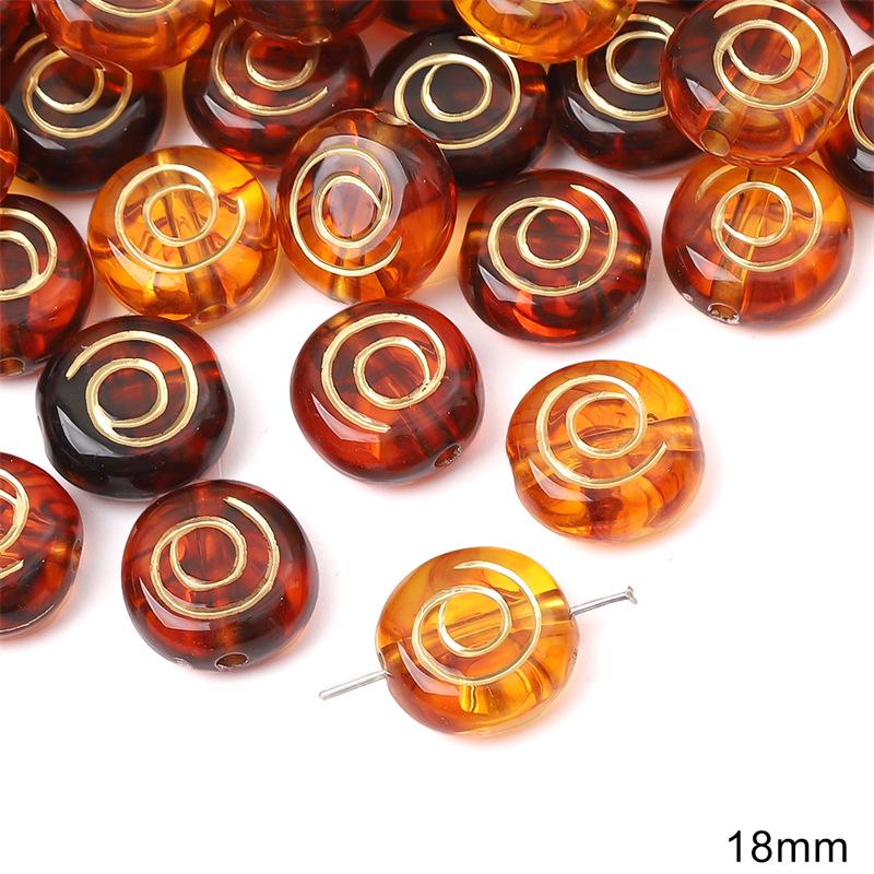 Vintage Amber Gold-Painted Oval Acrylic Beads for DIY Jewelry Making