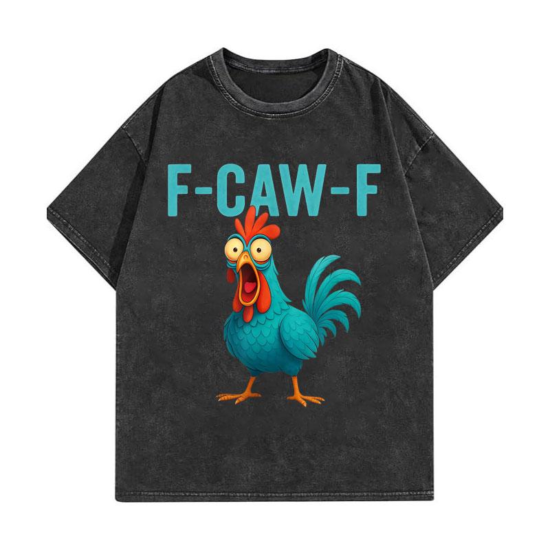 Vintage Washed F-Caw-F Chicken Funny T-shirts High Quality Fashion Oversized T-shirt Men Women Casual Cotton T Shirts
