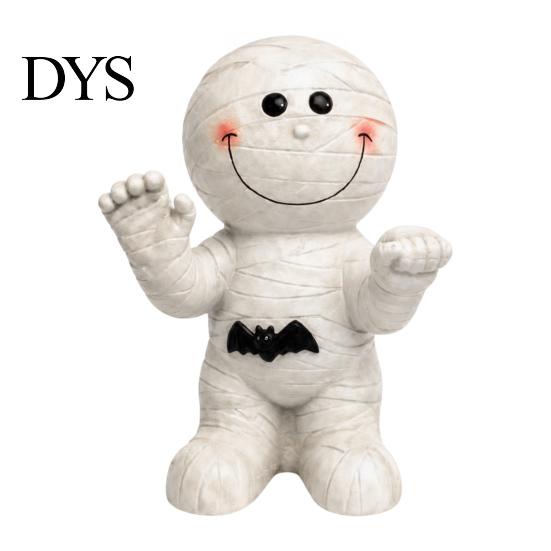 Unique Home Accents Resin Mummy Atmosphere Light, Halloween Smiling Statue with Cute Decor Bat Decor, Cartoon Figurine Light for Desktop Ornament Hand