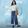 Giordano Women's Washed Cool Touch Mid-Waist Straight Cropped Jeans