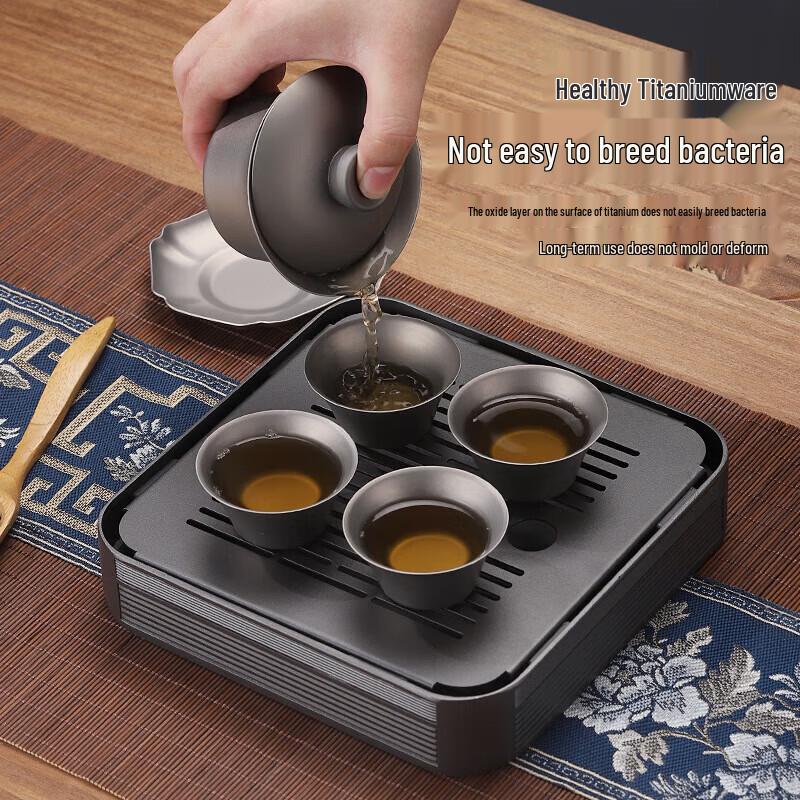 ZHOUYUEHENGSHENG Pure Titanium Portable Tea Set