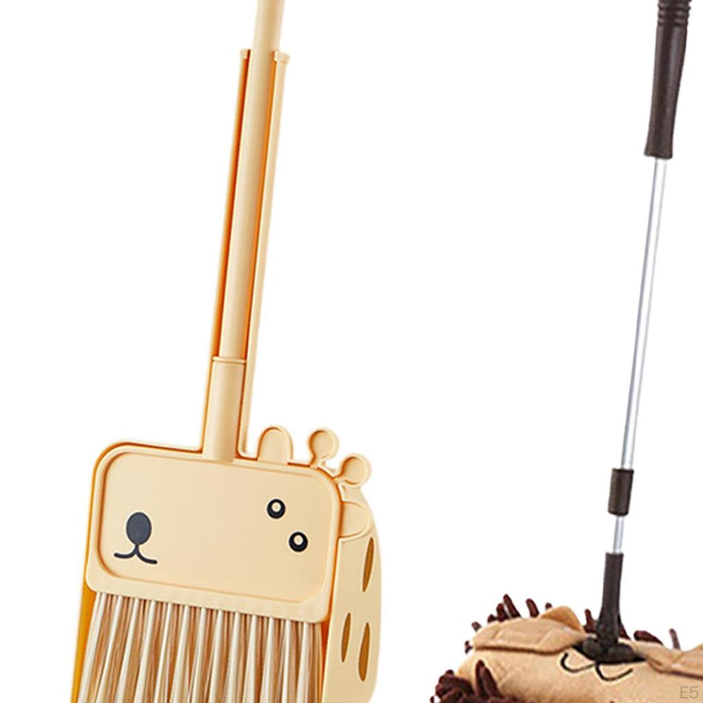 3 Pieces Mini Broom and Dustpan Mop Set Children Housekeeping Cleaning Tools Cartoon Role Playing