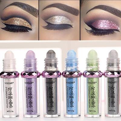 Shiny Long Lasting Shimmer Glitter Pigment Powder Nude Mineral Eye Shadow Highlight Roll-on Women Cosmetic Tool