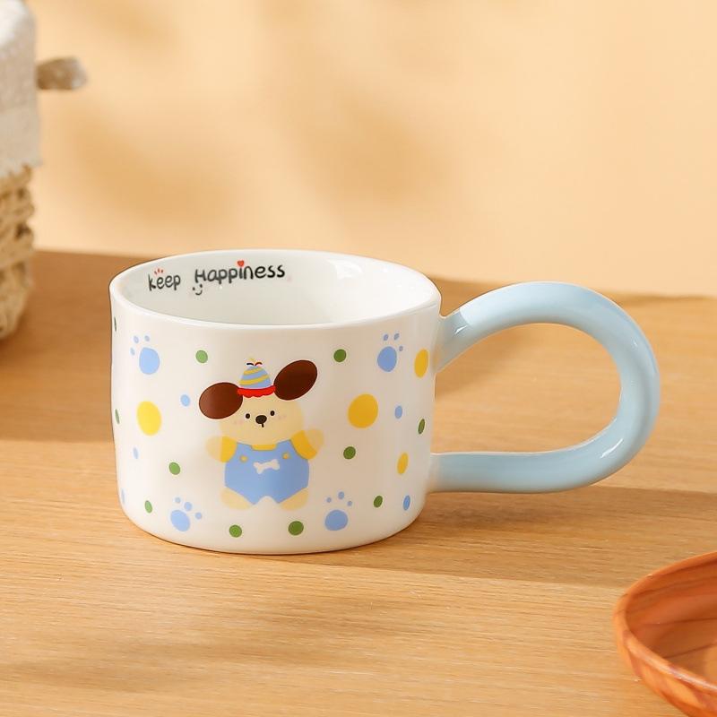 Roztomilý keramický hrnek s puntíky, domácí kávový hrnek, kreslený hrnek pro pár, kreativní hrnek na vodu, keramický snídaňový hrnek