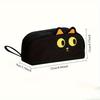 1pc Black Cat Embroidery Pencil Case, Large Capacity with Multiple Compartments for School, Office & Art Supplies Organizer
