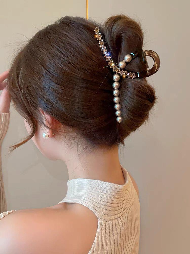 Elegante Schwarze Strass-Haarklammer - Großes High-End-Accessoire