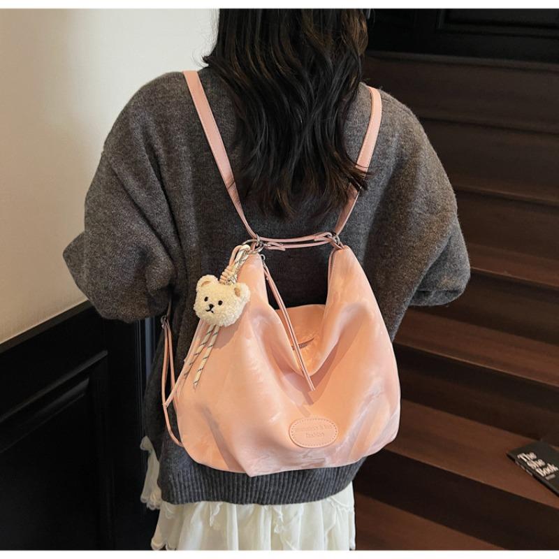 Large Capacity Pleated Soft Large Bag Commuter Bag New Versatile Tote Bag Shoulder Messenger Backpack