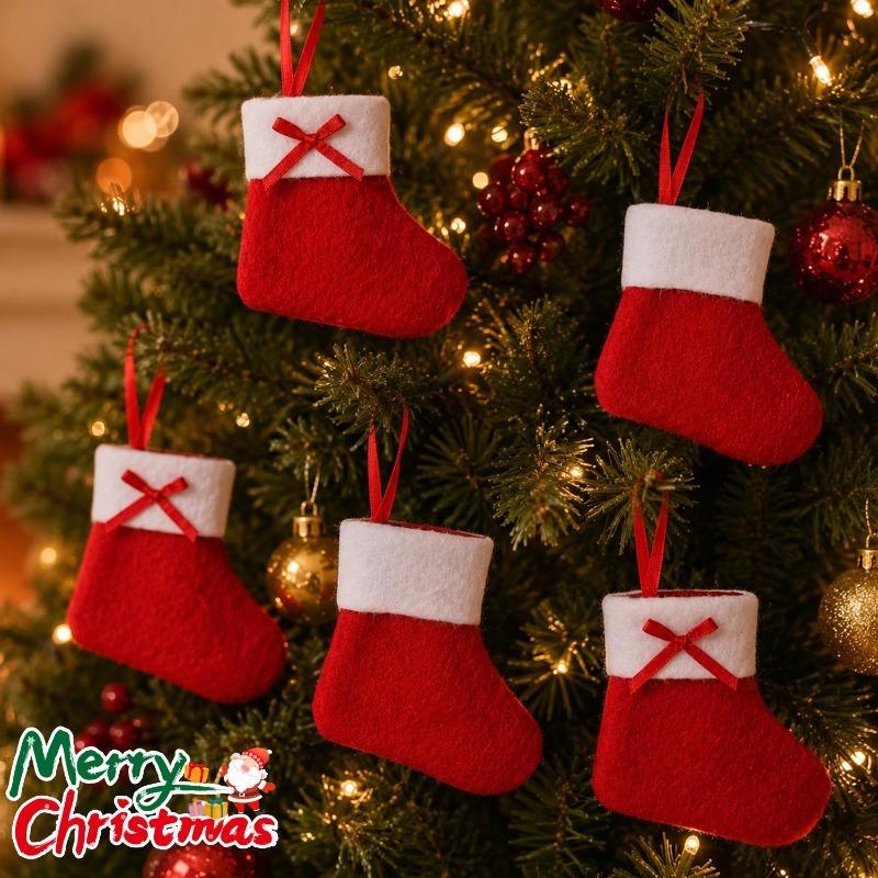 Christmas Socks Decoration Small Boots Children New Year Candy Bag Gift Fireplace Tree Hanging Bags Home Party Holiday Ornament