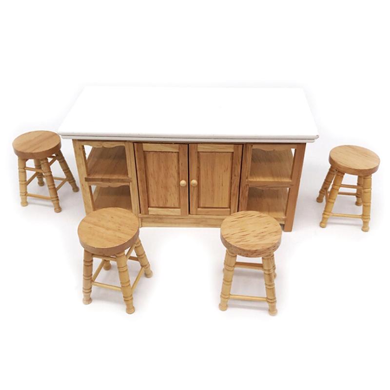 1Pc 1/12 Dollhouse Miniature Wooden Stool Chair Furniture Accessories Decoration
