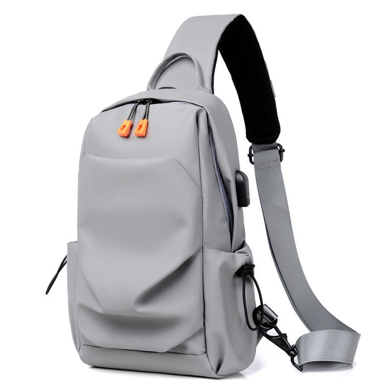 

Повседневная многофункциональная мужская нагрудная сумка, модная крутая мужская сумка-мессенджер с разъемом для наушников, зарядкой через USB, дышащая и удобная сумка на одно плечо серый