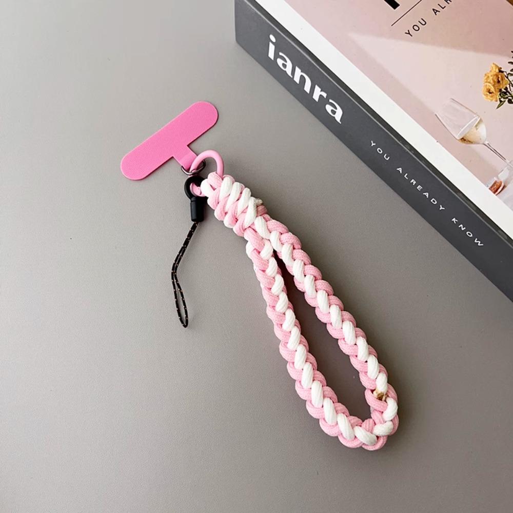 IN Korea Universal Braided Short Mobile Phone Lanyard Strap Hanging Chain Ring Cord with Patch Wrist Strap Cell Phone Detachable
