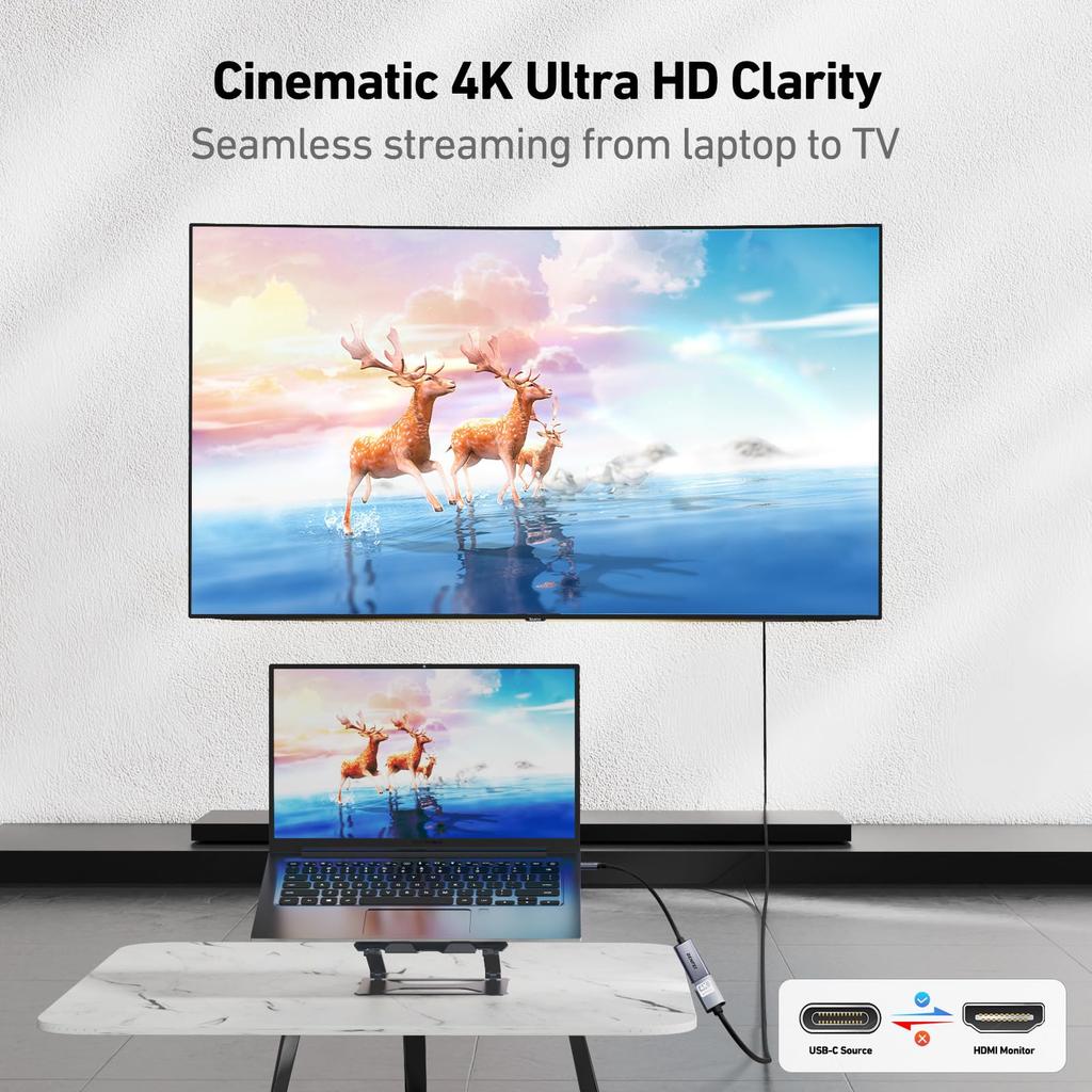 BENFEI USB C To HDMI 4K USB To HDMI Adapter Compatible Converter Video Compatible with iPhone 15 MacBook XPS Adapter, Type-C [Thunderbolt 3/4] Type-C