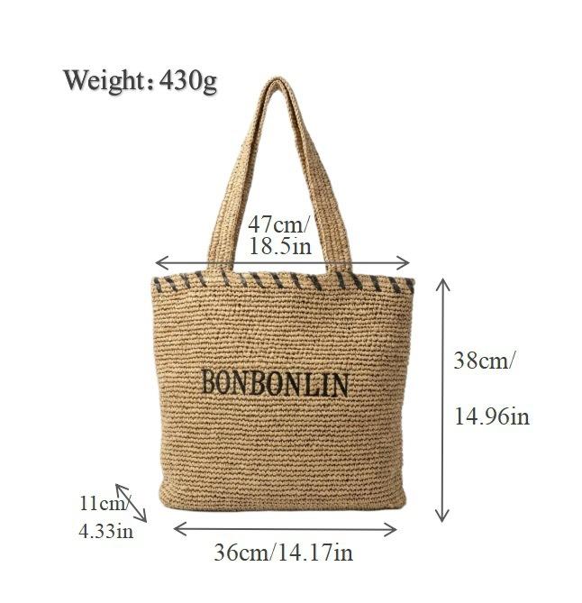 New embroidered paper rope straw bag women s seaside hand-woven bag large capacity shoulder tote bag vacation beach bag Edge zipper хаки