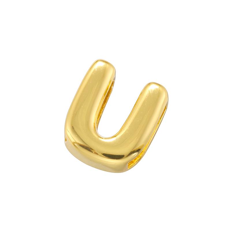 Gold Plated Brass Eco-Friendly Plating A-Z Initial Letter Beads, Cute DIY Jewelry Making Accessories Beads:VZ442
