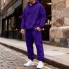 Men's Color Hoodie and Jogger Pants Set with Elastic Waist and Cuffed Ankles for Casual Wear