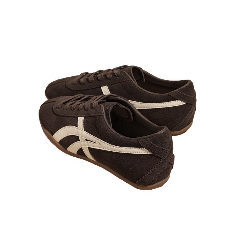 2025 Autumn New Leopard Print German Training Shoes Women's Flat-bottomed Retro Casual Board Shoes Show Feet Small Sports Forrest Gump Dad Shoes