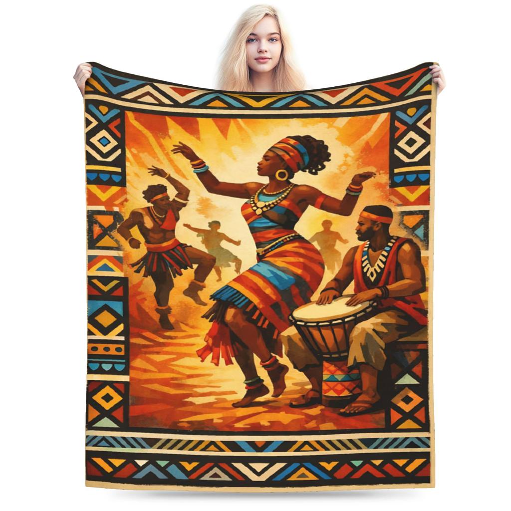 Super Soft ART African Ethnic-Style Throw Blanket Premium Fleece Flannel Lightweight Bed Blanket Cozy Plush Blankets