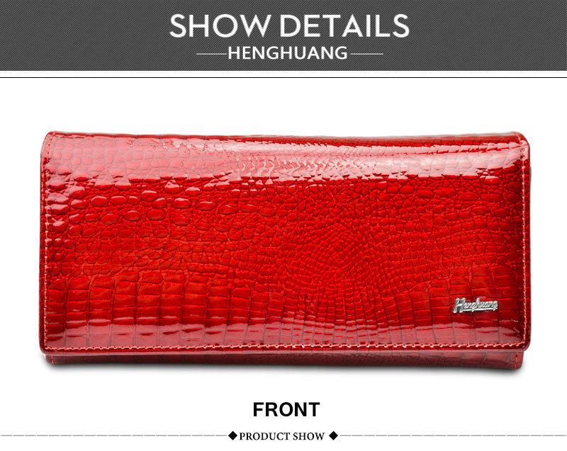 Top Layer Cowhide Women's Crocodile Pattern Genuine Leather Wallet and Clutch