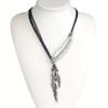 Vintage Metal Feather Design Pendant Necklace Bohemian Vocation Style Alloy Jewelry Creative Holiday Necklace
