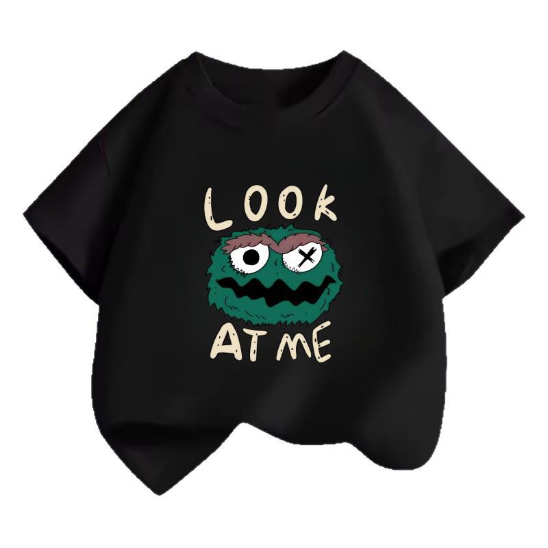 Cartoon One-Eyed Monster T-Shirt - Summer Casual Cotton Top, Round Neck, Short Sleeve for Kids