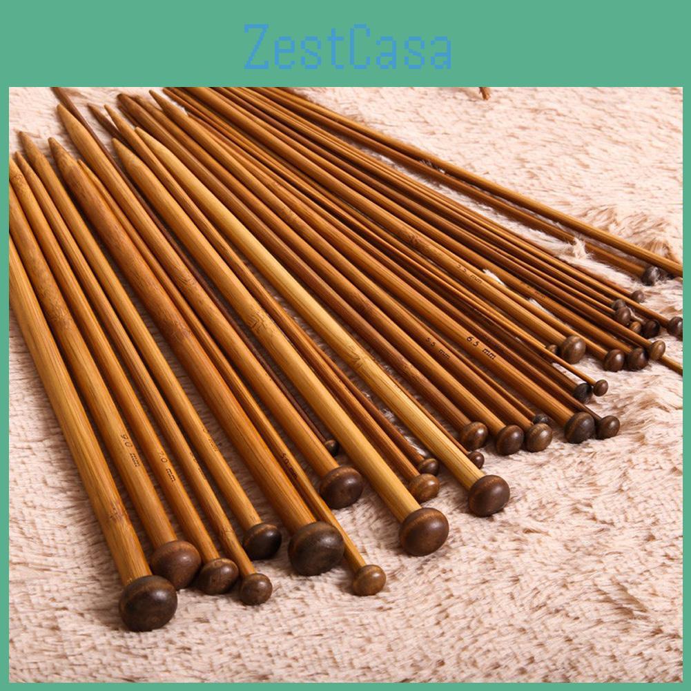 Bamboo Knitting 36pcs 18 Size Needle Wool Weaving Crochet Hook Carbonize Singlepointed Art Crafts Portable For Sweater Scarf