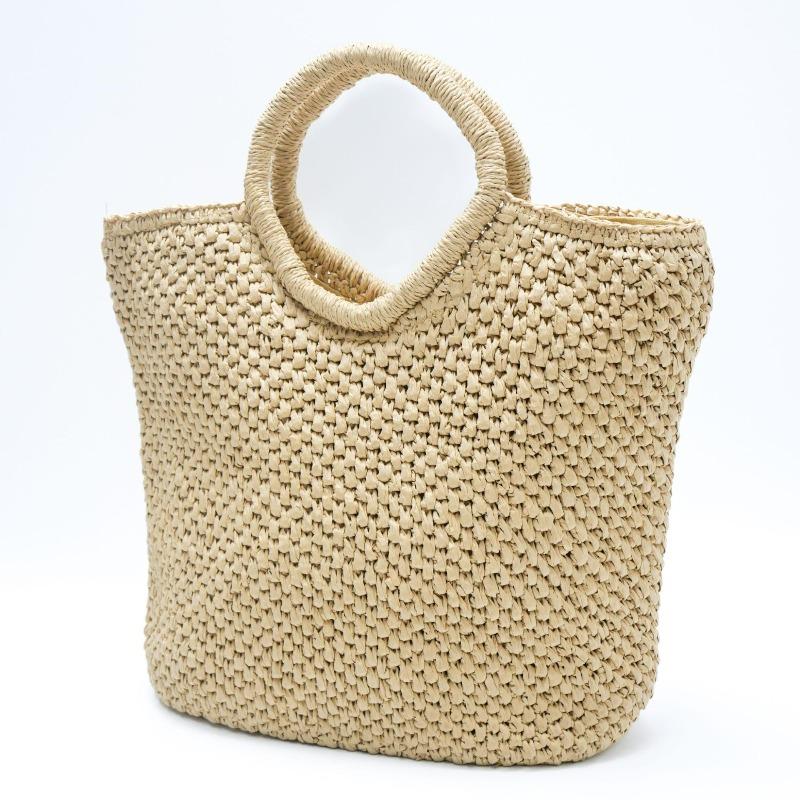 New Straw Bag Women's Simple Solid Color Hand-woven Bag Large Capacity Handbag Holiday Beach Bag