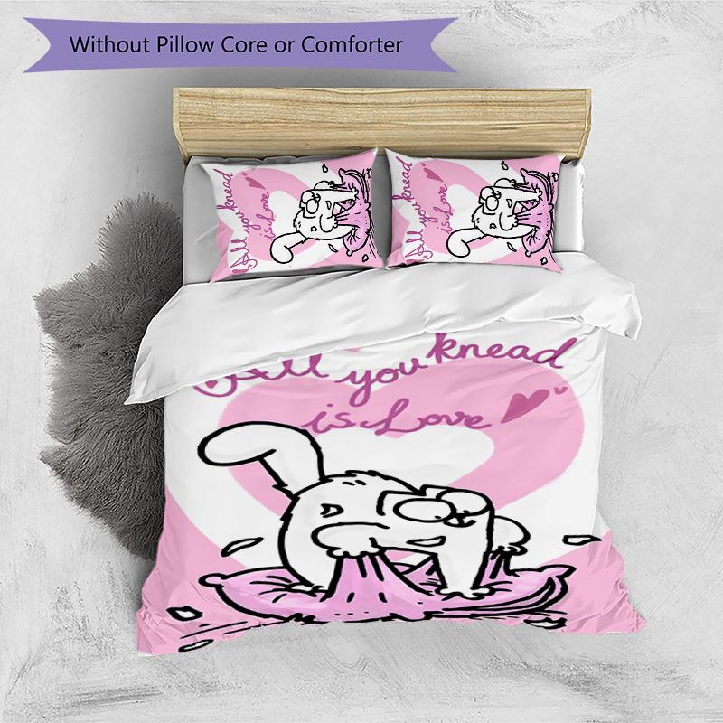 Simon's cat 3pcs Bedding Set Duvet Cover Closure Includes 1 Duvet Cover & 2 Pillowcases for All Seasons Bedroom Home Dorm Decor
