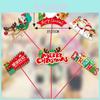 Adorable Christmas Decoration Cartoon Paper Sign Featuring Reindeer And Santa For Festive Displays