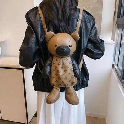 Large Capacity Korean-Style Bear Backpack: Convertible Single-Shoulder Schoolbag for Junior High and High School Girls