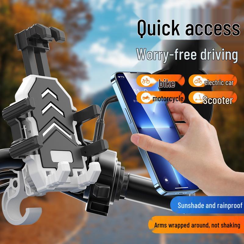 Shock-Absorbing Eight-Claw Phone Holder for Motorcycles, Electric Bikes, Bicycles, and Scooters