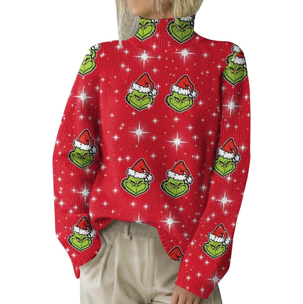 Christmas Sweatshirts For Women Knit Sweater Cute Shirt Fall Turtleneck Pullover Tops