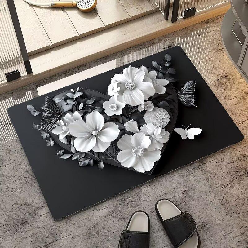 VIKAMA Minimalist Butterfly Quick Drying Anti-Slip Floor Mat for Bathroom Entrance - Non-Slip Carpet Mat