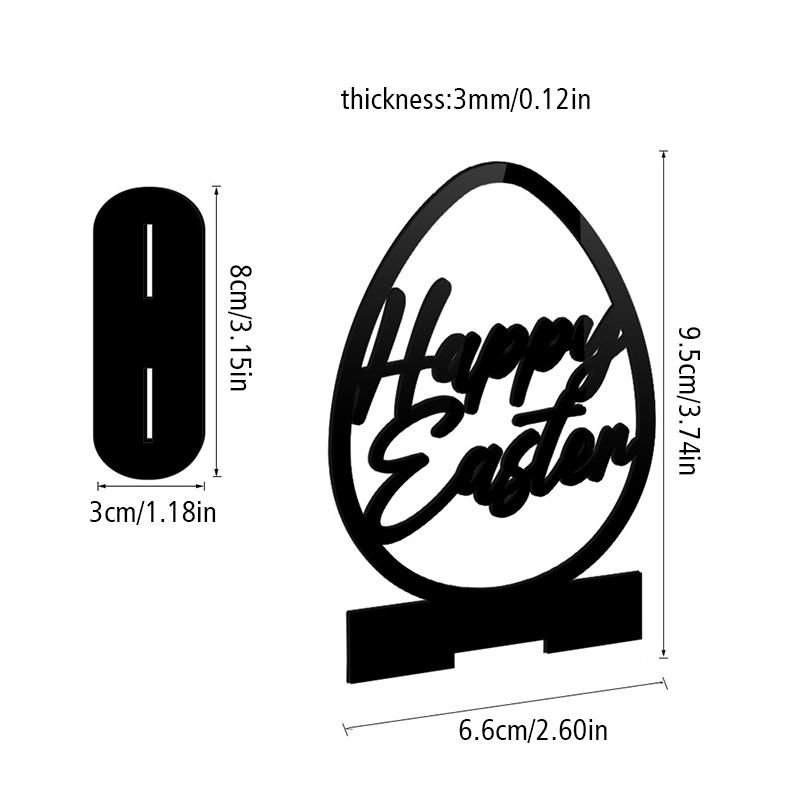 DIY Party Decoration Supplies Egg Easter Rabbit Black Acrylic Table Ornament Hollow Out