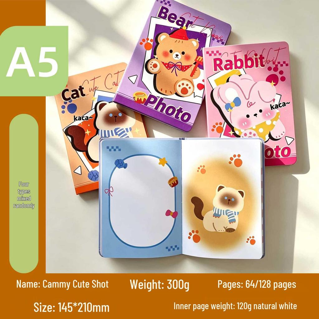 A5 Cartoon Notebook with Color Pages - Thick, Portable Diary for Students
