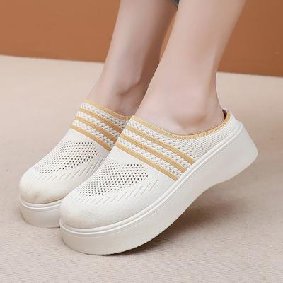 Shoes Women's Summer Breathable Half-drag Women's Shoes New Casual Soft-soled Mesh Cloth Shoes Casual Non-slip One Pedal