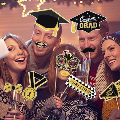 28Pcs Graduation Photo Booth Props Kit, Diy Graduation Photography Decorations Graduation Party Pose Sign For Adults Kid