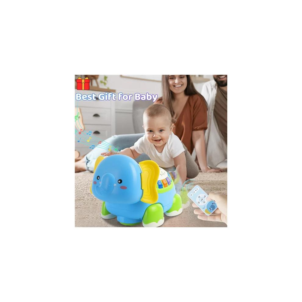 Baby Toys for 6-12 Months Elephant Crawling Toys with Music Light Tummy Time Toys