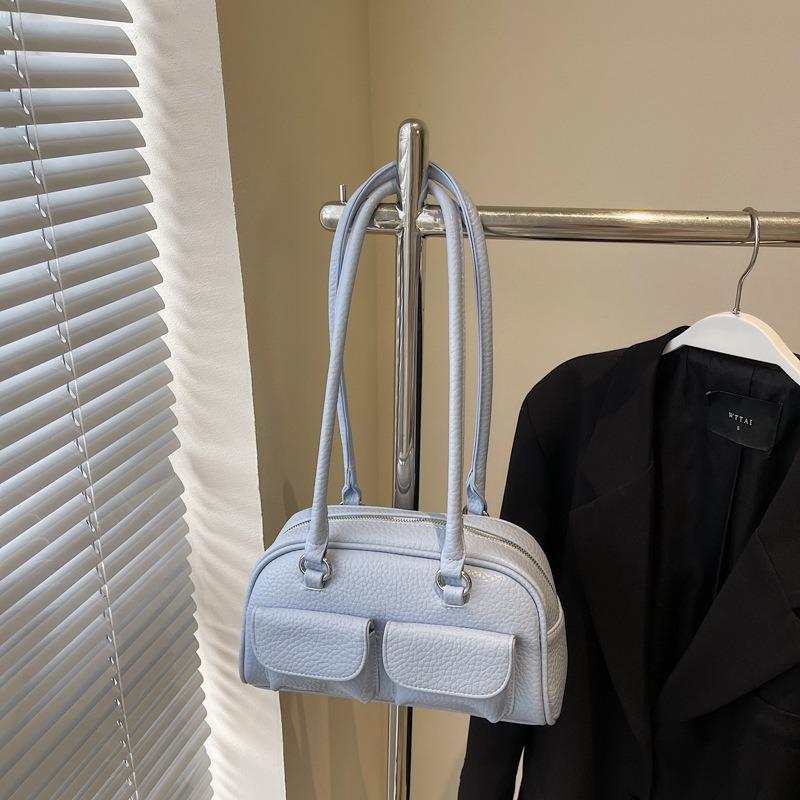 Niche Splicing Shoulder Bag Women's New Bowling Bag Fashionable Retro Versatile Underarm Bag