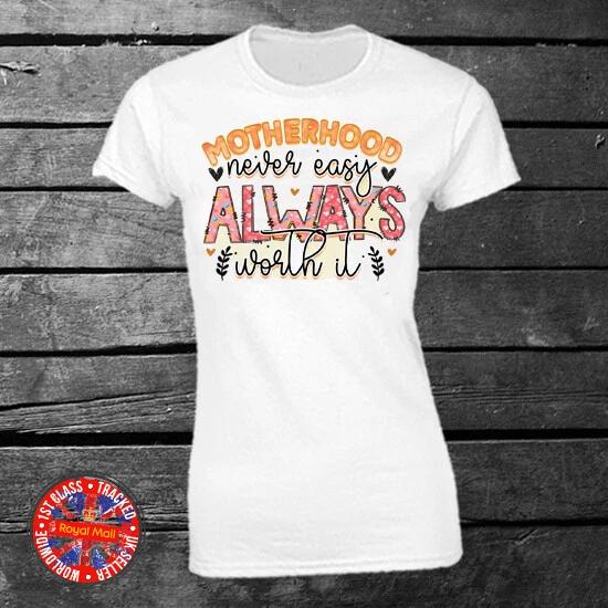 Motherhood T-shirt Ladies Kids Unisex Gift Mummy Mum Mom Mother s Day M