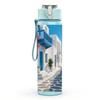 1PC Santorini Blue Street Building Print 750ml Color Plastic Sports Water Bottle Leakproof Flip Straw Lid Suitable for Sports Office Home Use