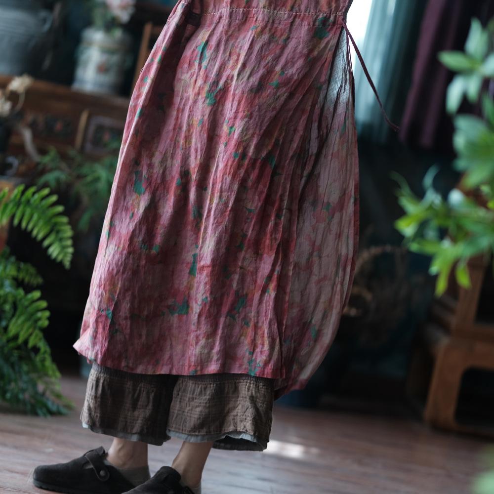 Johnature Women Vintage Print Floral Dresses O-Neck Long Sleeve Autumn Fall High Quality Women Loose Dress