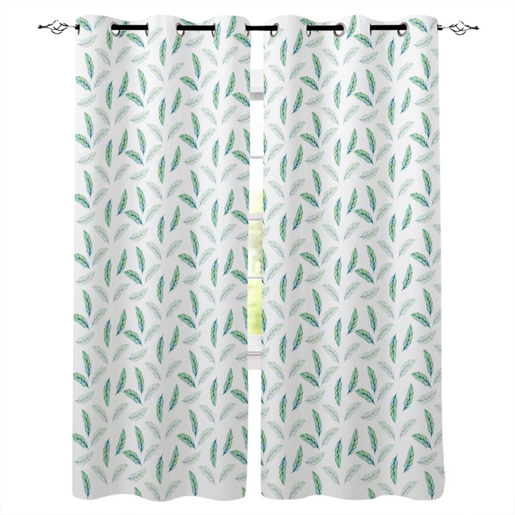 Rideaux de Fenêtre Aquarelle Bleue Panneaux de Rideaux de Cuisine Rideaux Décoration Intérieure pour Salon Rideaux pour Chambre à Coucher